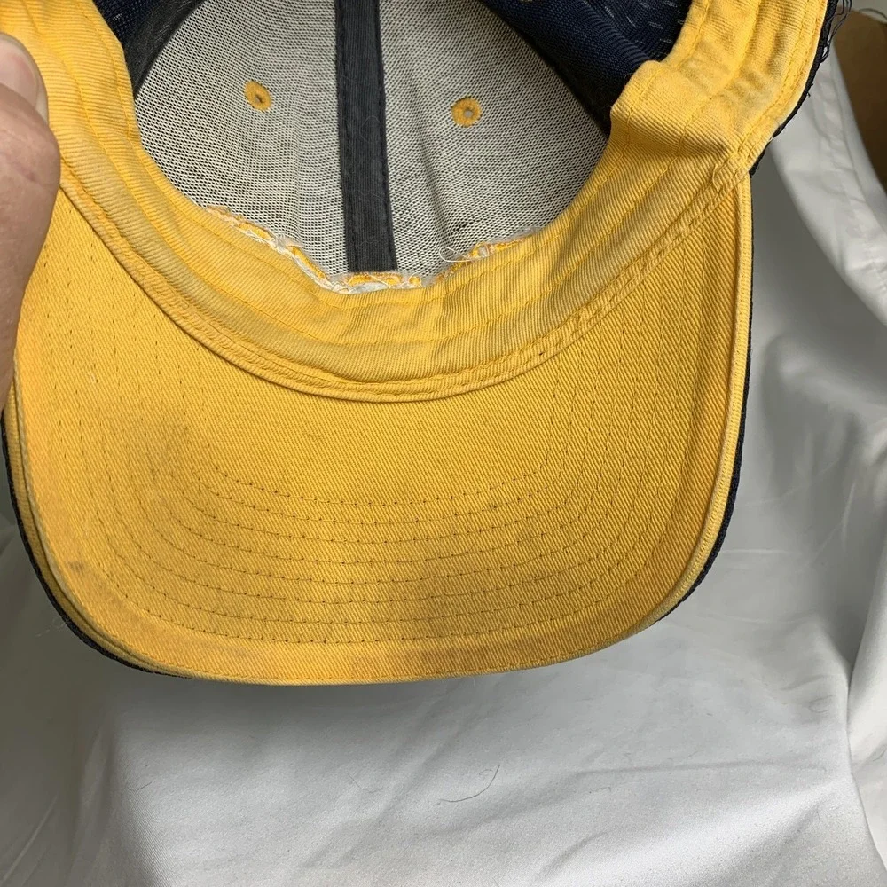 Adidas Navy Blue Yellow Embroidered Logo Mesh Baseball Cap Hat Adjustable
